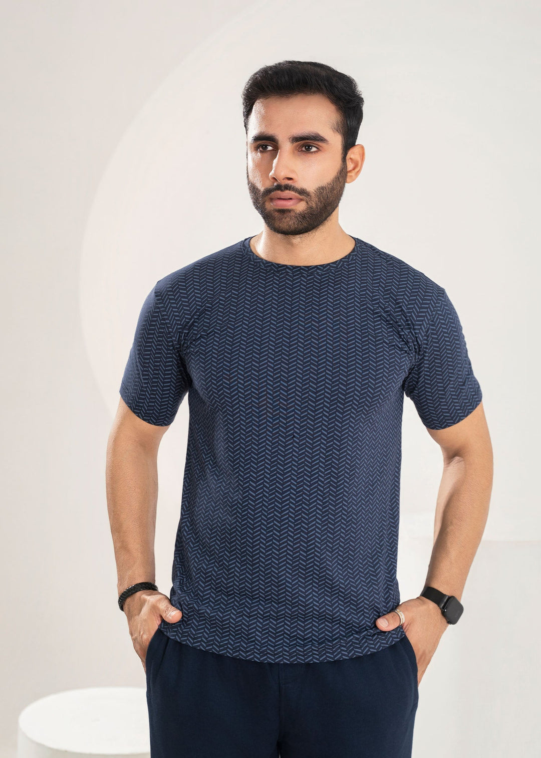 West Drop by Buraq Mens Shirt RTW Solids Cotton 1 Piece Suit Blue Print Casual Collection