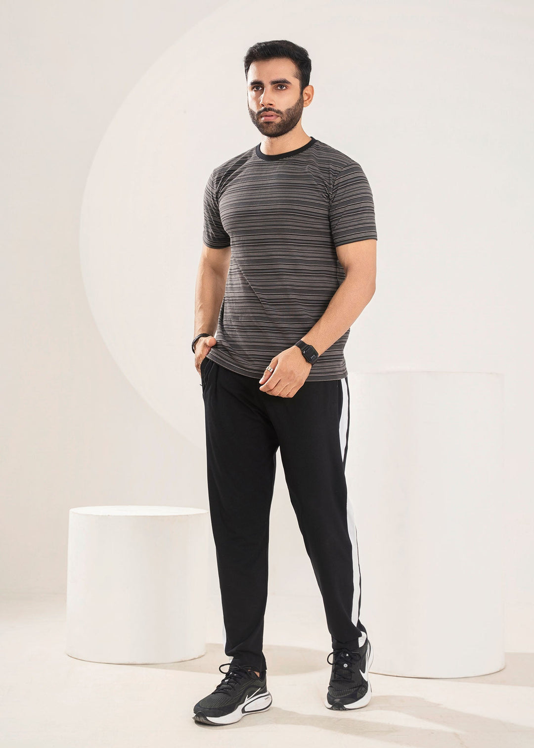 West Drop by Buraq Mens Shirt RTW Solids Cotton 1 Piece Suit Charcoal Stripper Casual Collection