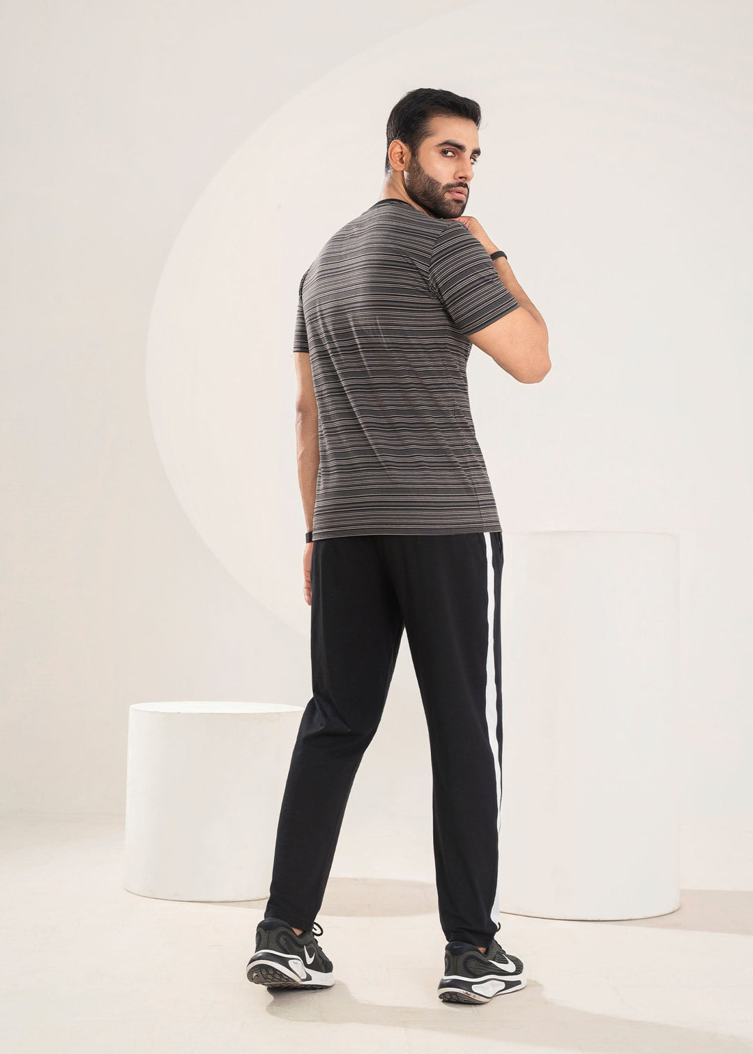 West Drop by Buraq Mens Shirt RTW Solids Cotton 1 Piece Suit Charcoal Stripper Casual Collection