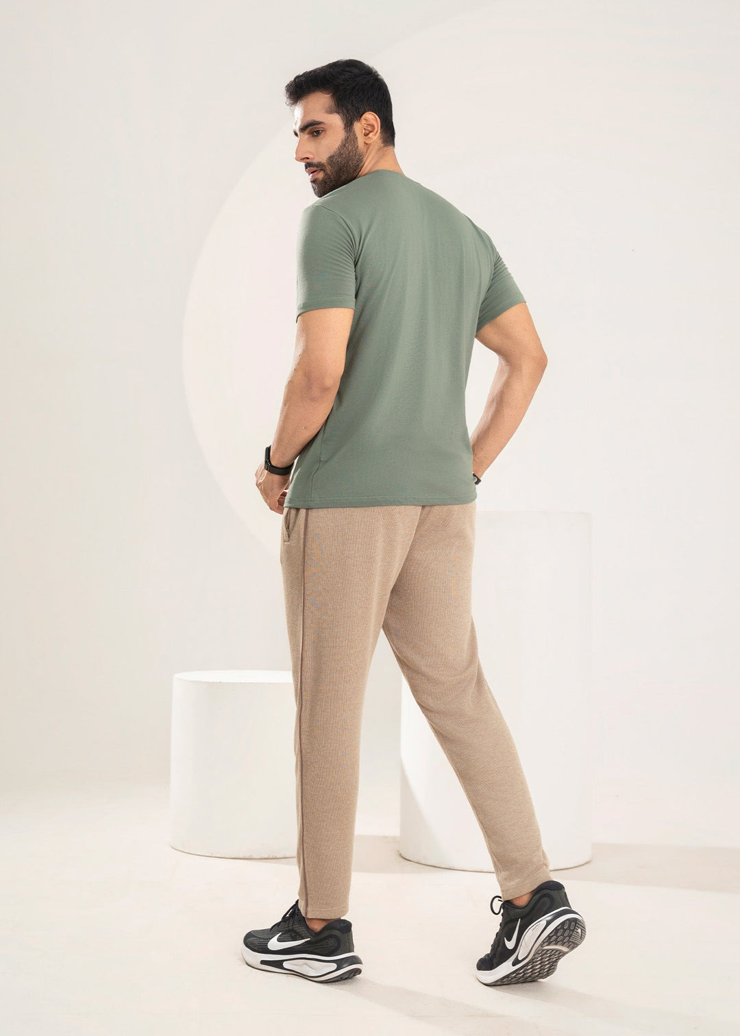 West Drop by Buraq Mens Shirt RTW Solids Cotton 1 Piece Suit Sage Green Casual Collection