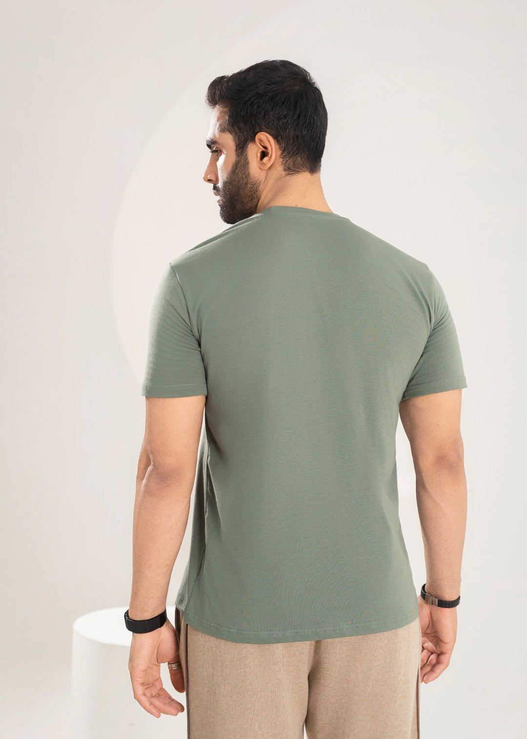 West Drop by Buraq Mens Shirt RTW Solids Cotton 1 Piece Suit Sage Green Casual Collection