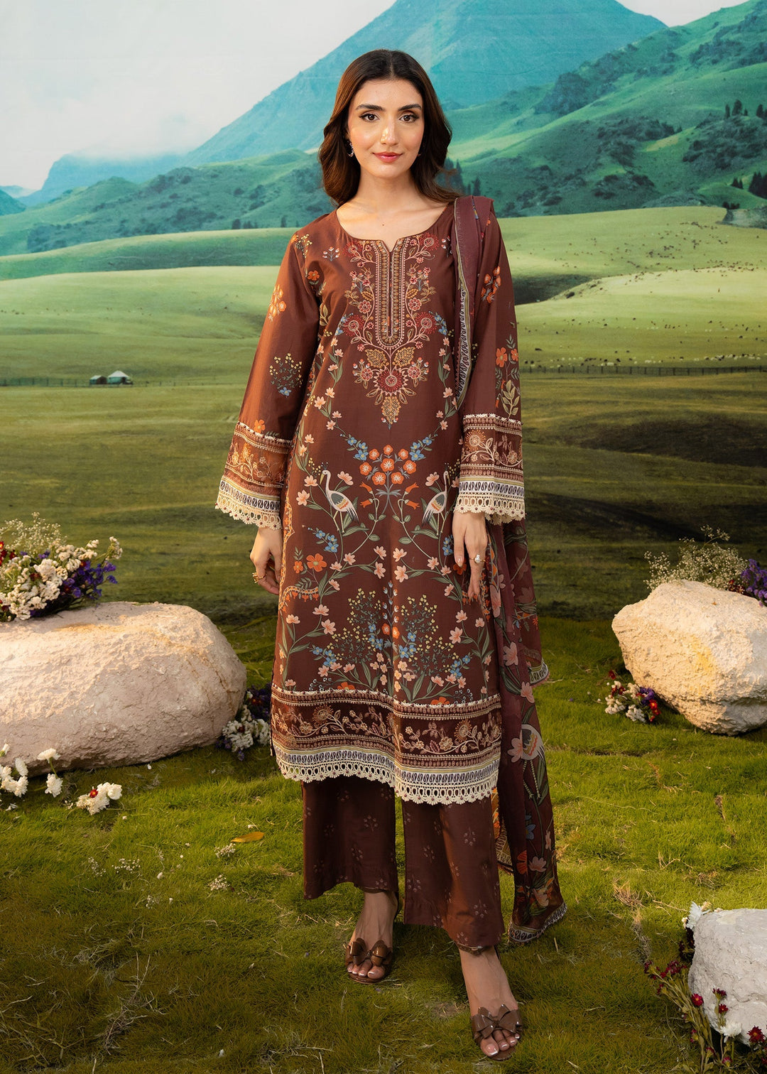 Elysian by Meerak RTW Embroidered Lawn 3 Piece Suit Rustic Casual Collection