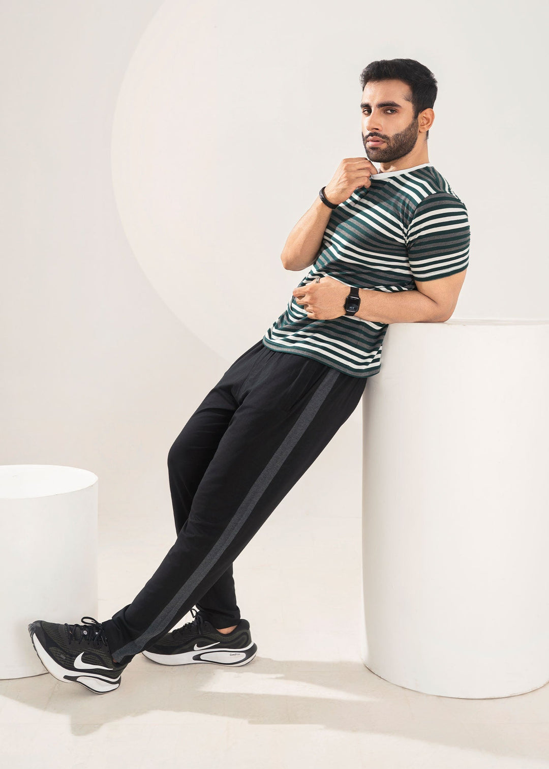 West Drop by Buraq Mens Shirt RTW Solids Cotton 1 Piece Suit Green Stripper Casual Collection