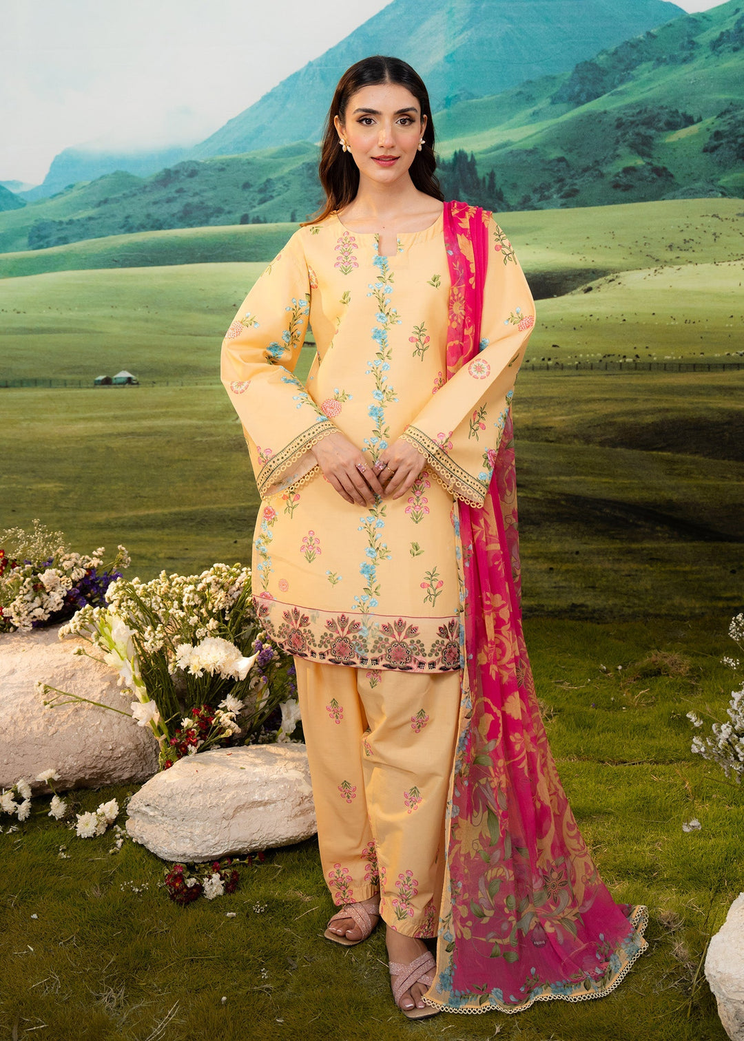 Elysian by Meerak RTW Embroidered Lawn 3 Piece Suit Freesia Casual Collection