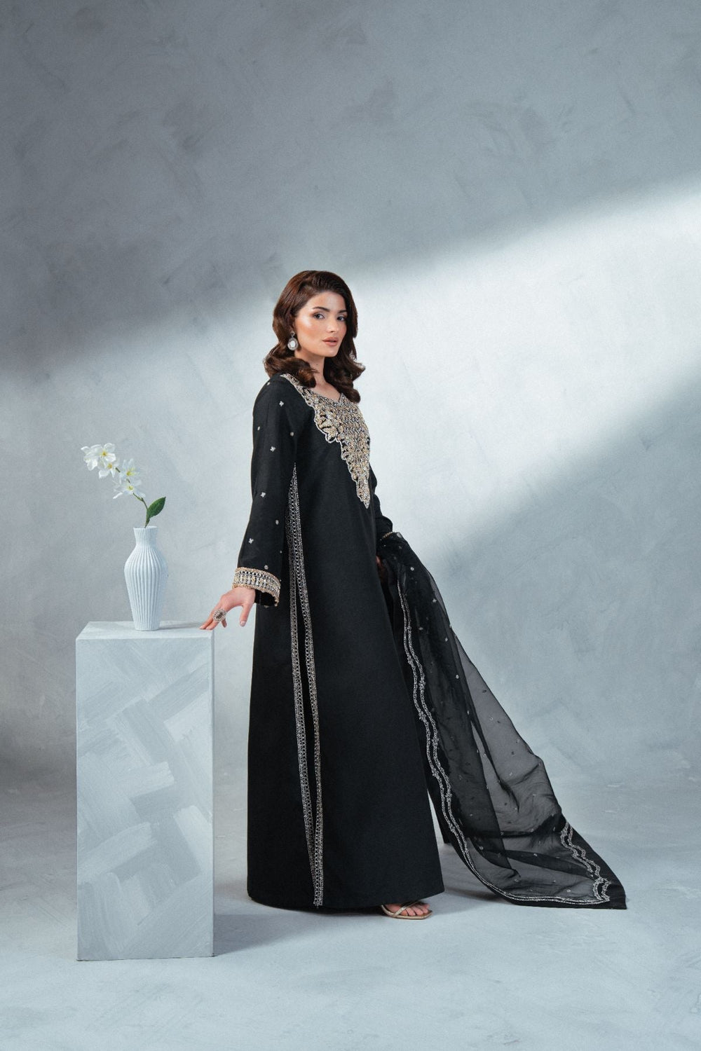 Soiree by Enzo Women RTW Hand work Silk 3 Piece Suit OLEN Festive Collection