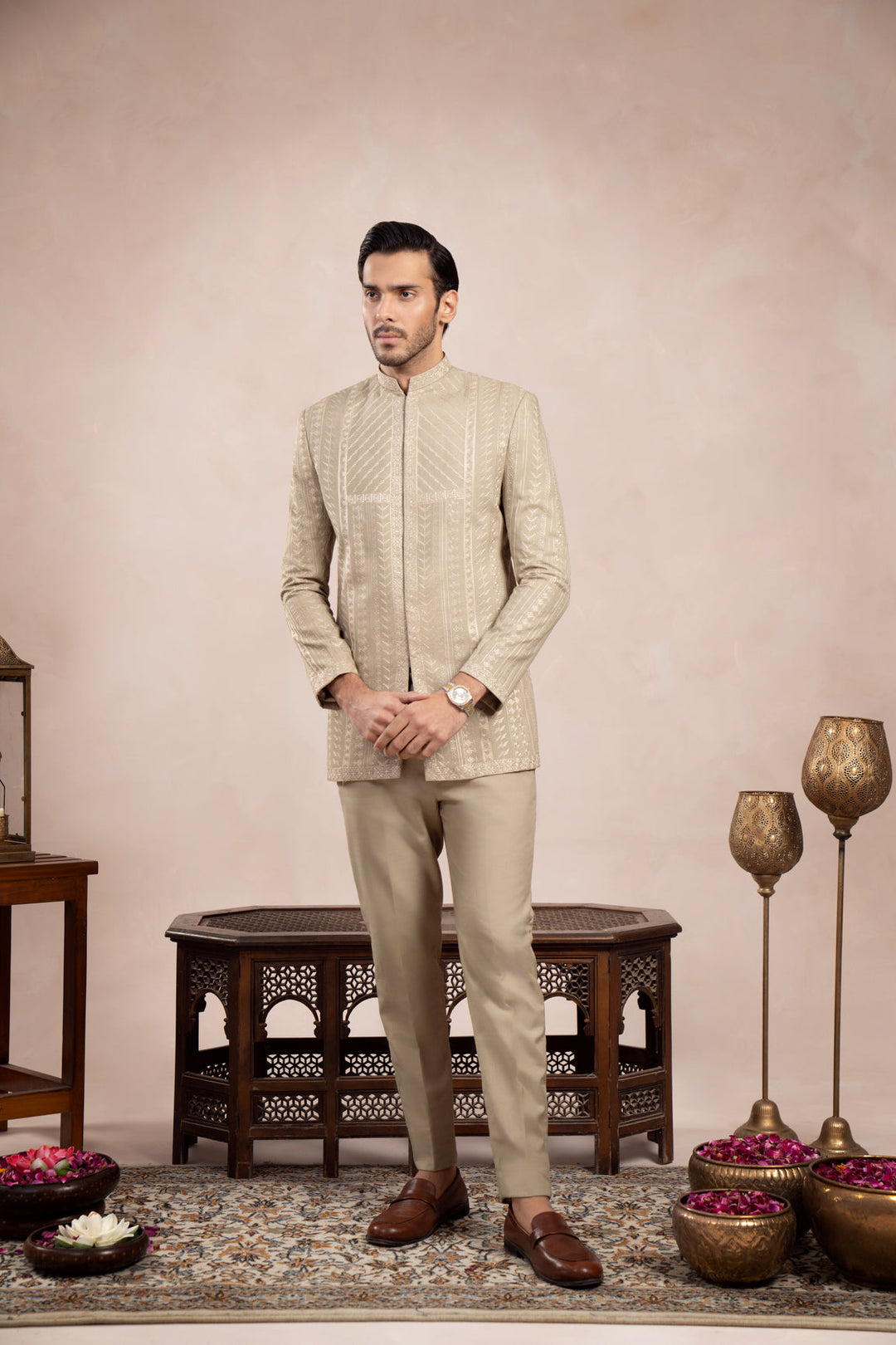 Muraqsh Ready To Wear Embroidered Cotton Men Royal Mint Prince Coat MUR-RMEPC - Summer Collection
