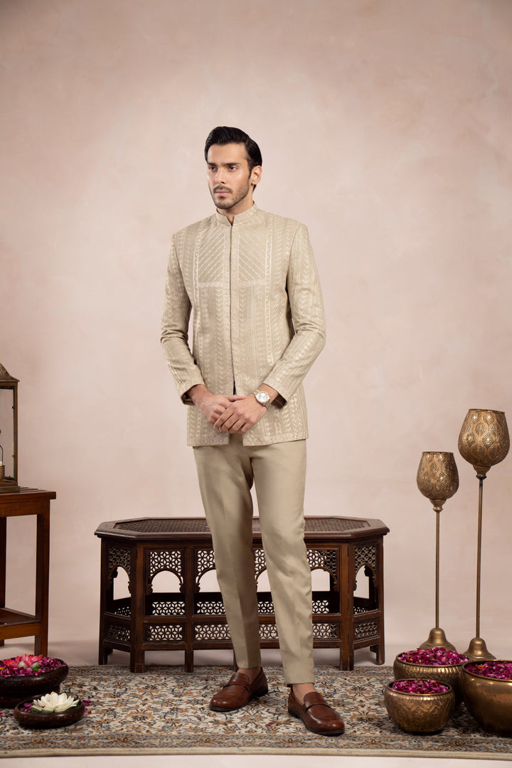 Muraqsh Ready To Wear Embroidered Cotton Men Royal Mint Prince Coat MUR-RMEPC - Summer Collection