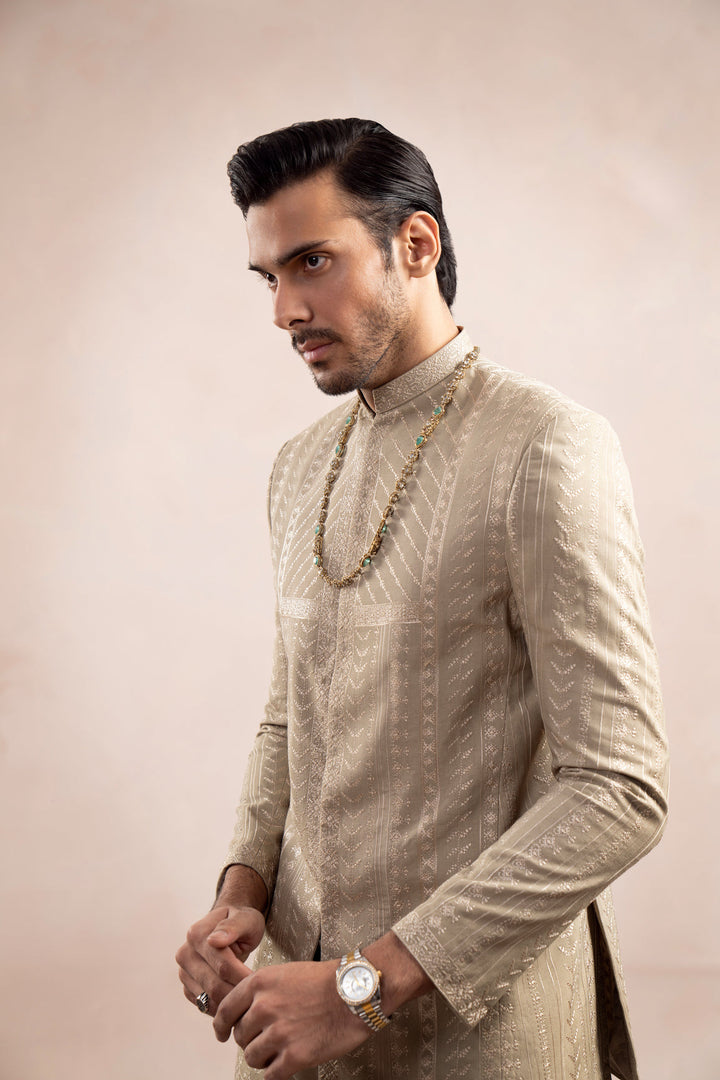 Muraqsh Ready To Wear Embroidered Cotton Men Royal Mint Prince Coat with Trouser ABD-RMEPC - Summer Collection