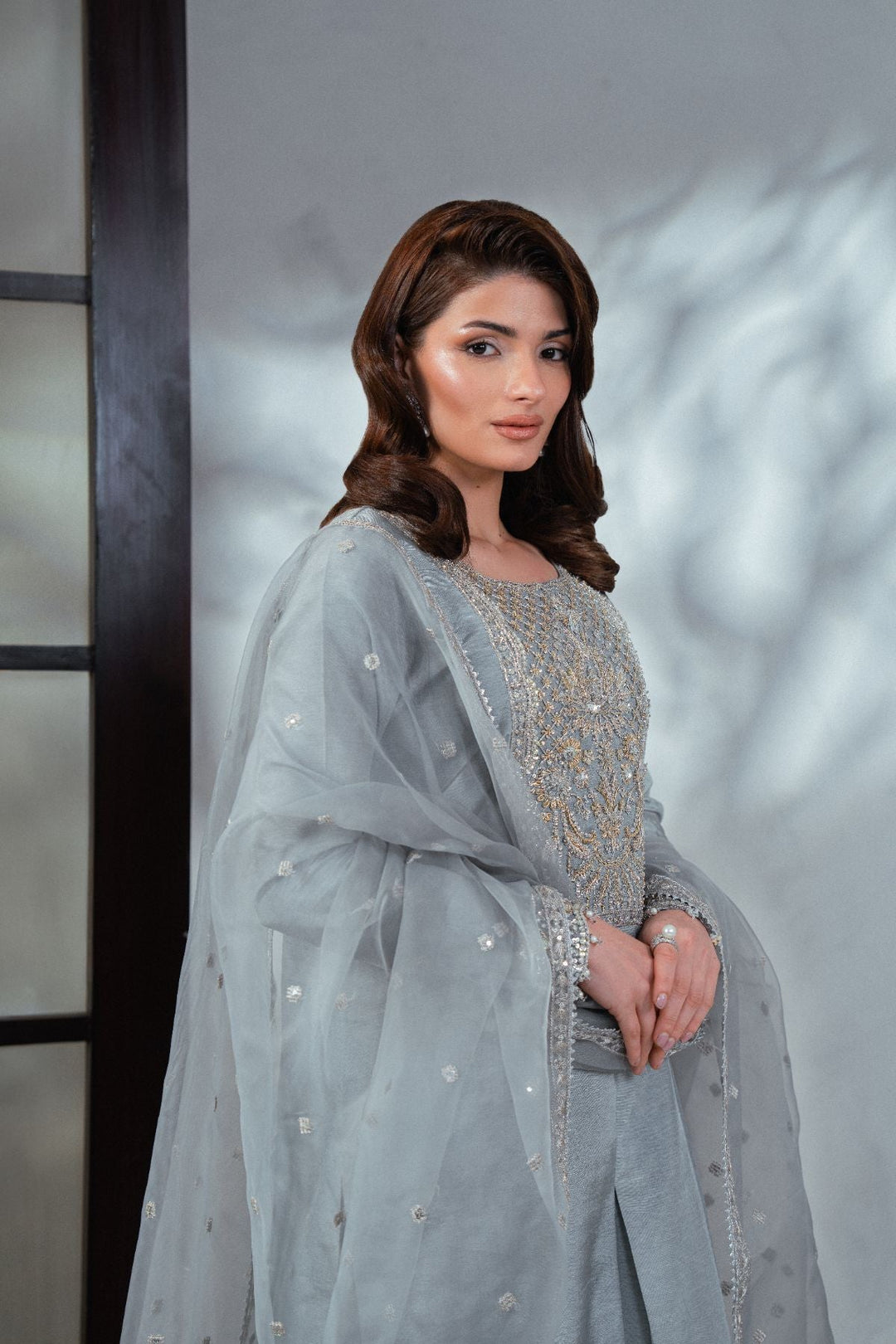 Soiree by Enzo Women RTW Hand work Silk 3 Piece Suit BLEUTEE Festive Collection