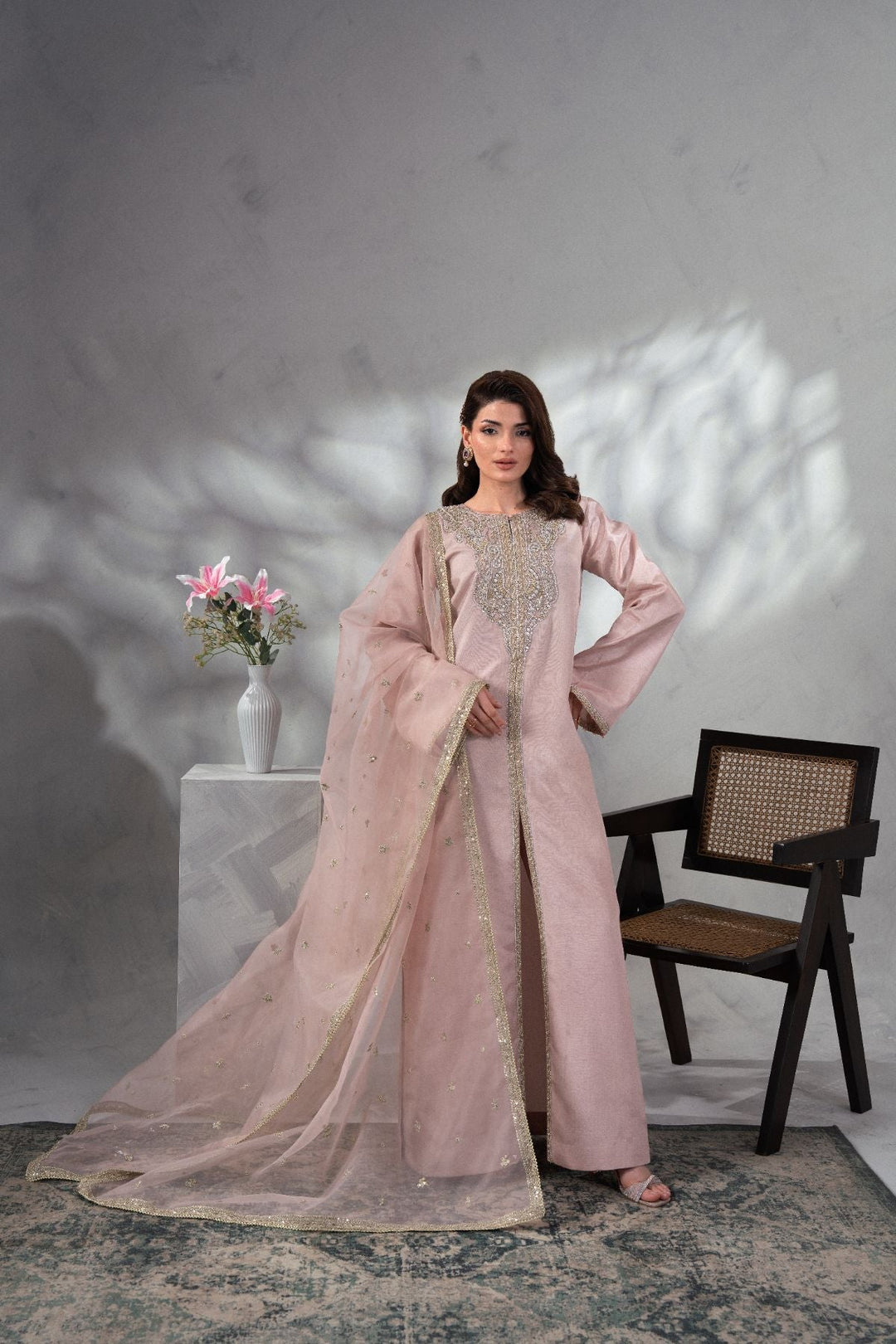 Soiree by Enzo Women RTW Hand work Silk 3 Piece Suit PLUSH PERLE Festive Collection