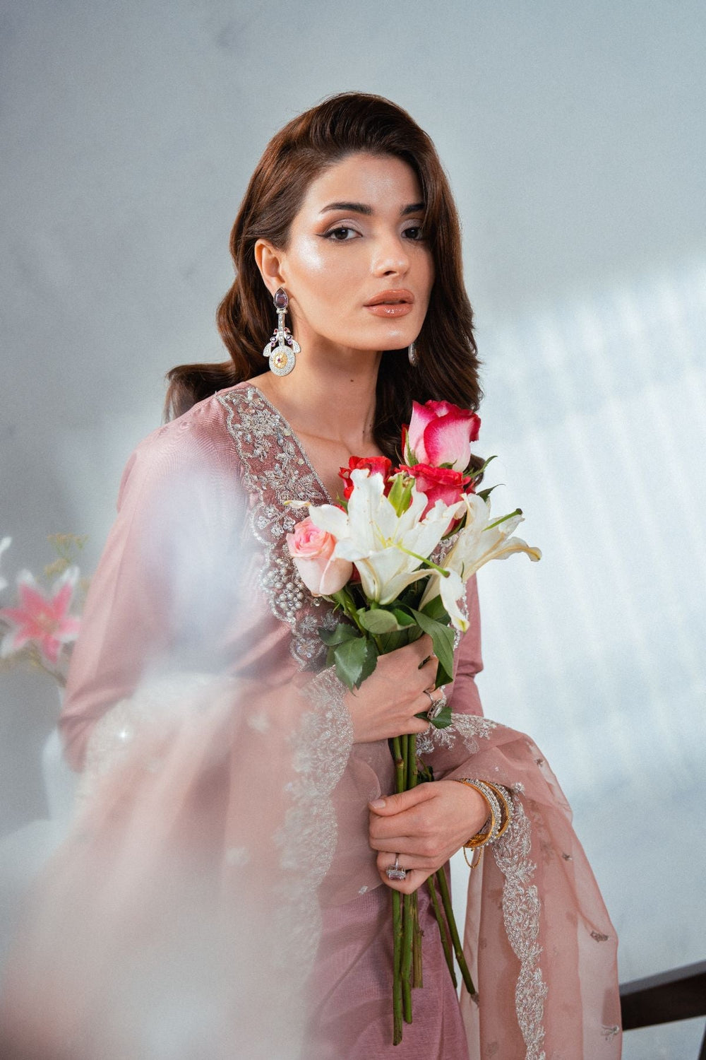 Soiree by Enzo Women RTW Hand work Silk 3 Piece Suit MAISON ROSE Festive Collection