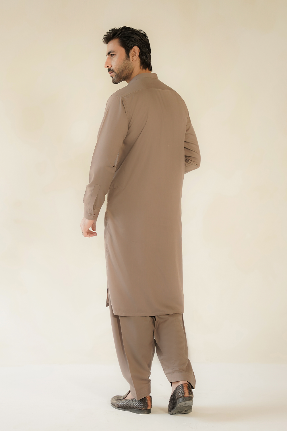 Divinely Crafted Men Ready To Wear Solids Cotton Men Shalwar Kameez Auburn Brown - Summer Collection