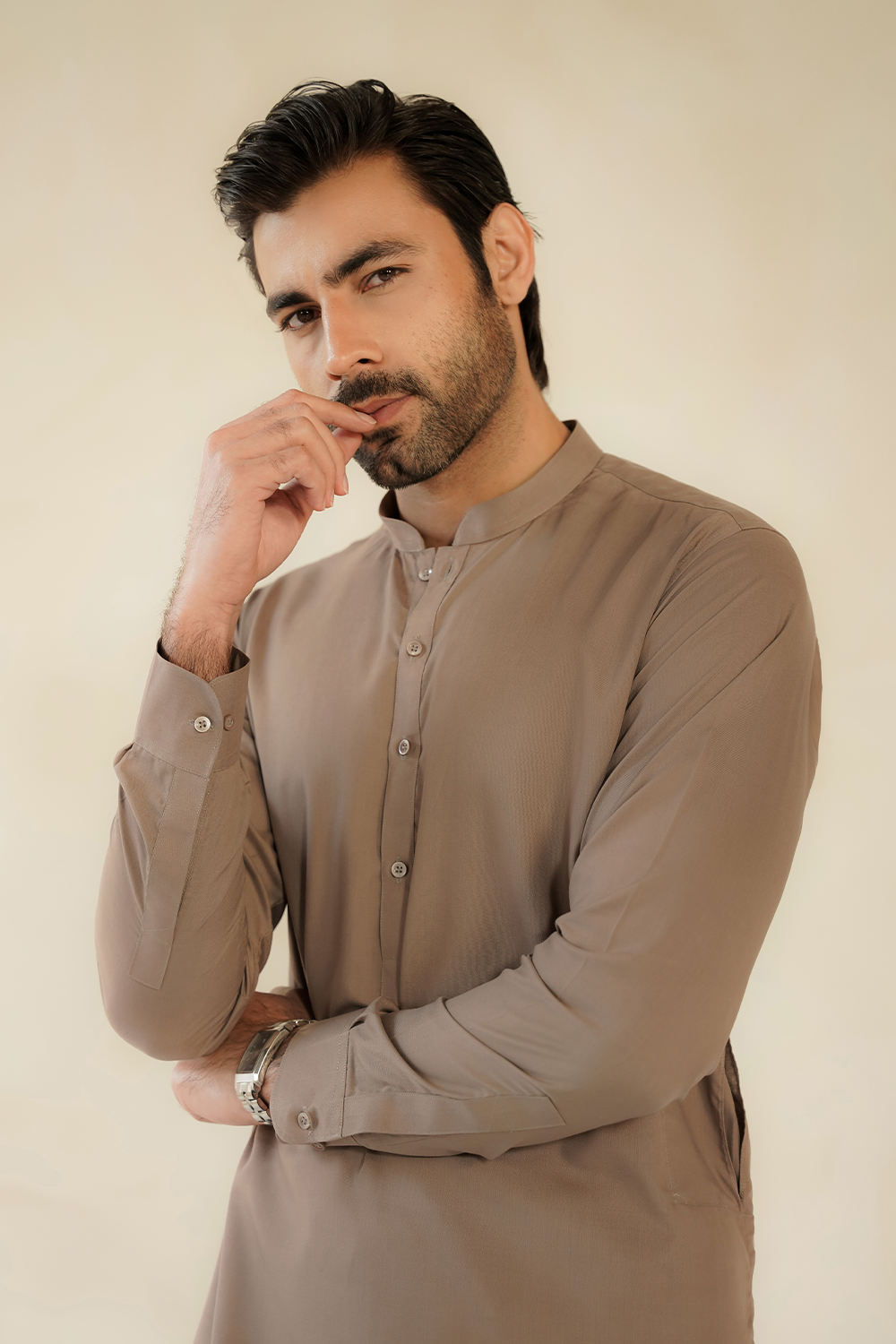 Divinely Crafted Men Ready To Wear Solids Cotton Men Shalwar Kameez Auburn Brown - Summer Collection