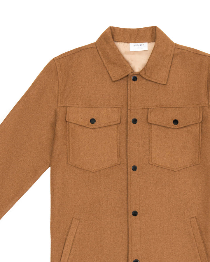 Muraqsh Ready To Wear Solids Cotton Men Camel Wool Coat ABD-CWC - Summer Collection
