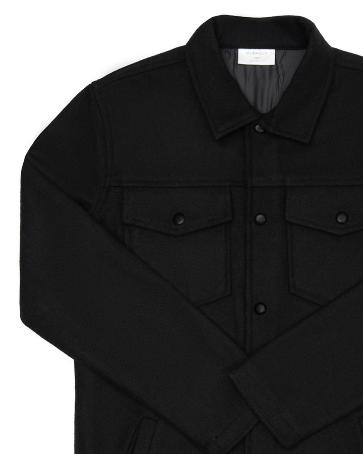 Muraqsh Ready To Wear Solids Cotton Men Black Wool Coat ABD-BLWC - Summer Collection
