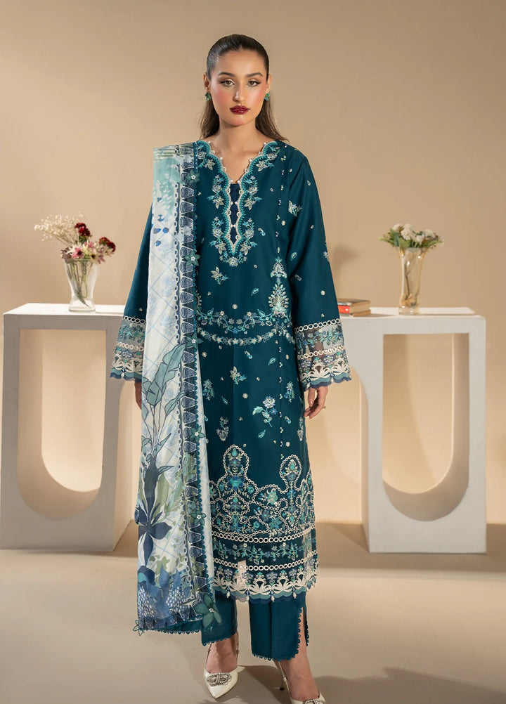 Uniluxe Unstitched Embroidered Lawn 3 Piece Suit LU00002 Azul Marino - Casual Collection
