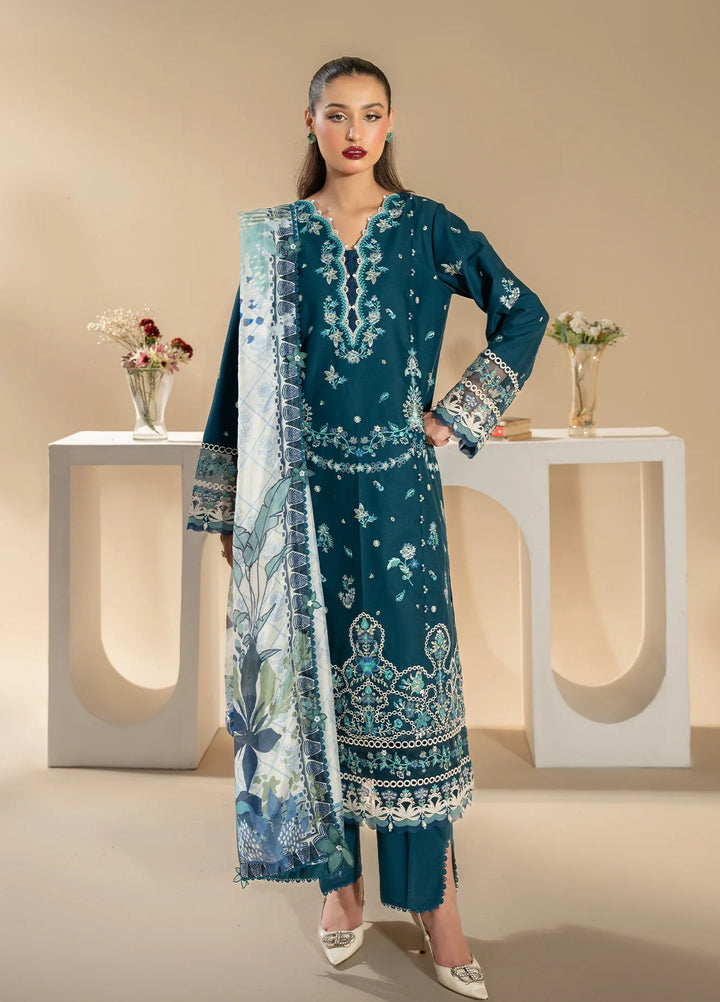 Uniluxe Unstitched Embroidered Lawn 3 Piece Suit LU00002 Azul Marino - Casual Collection