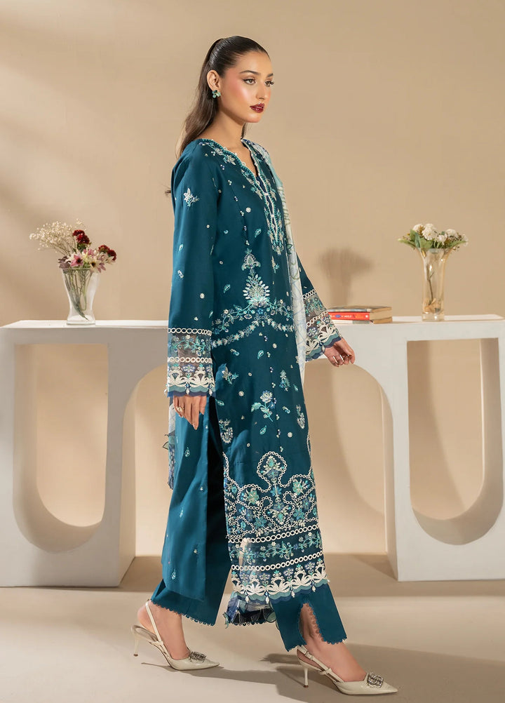 Uniluxe Unstitched Embroidered Lawn 3 Piece Suit LU00002 Azul Marino - Casual Collection
