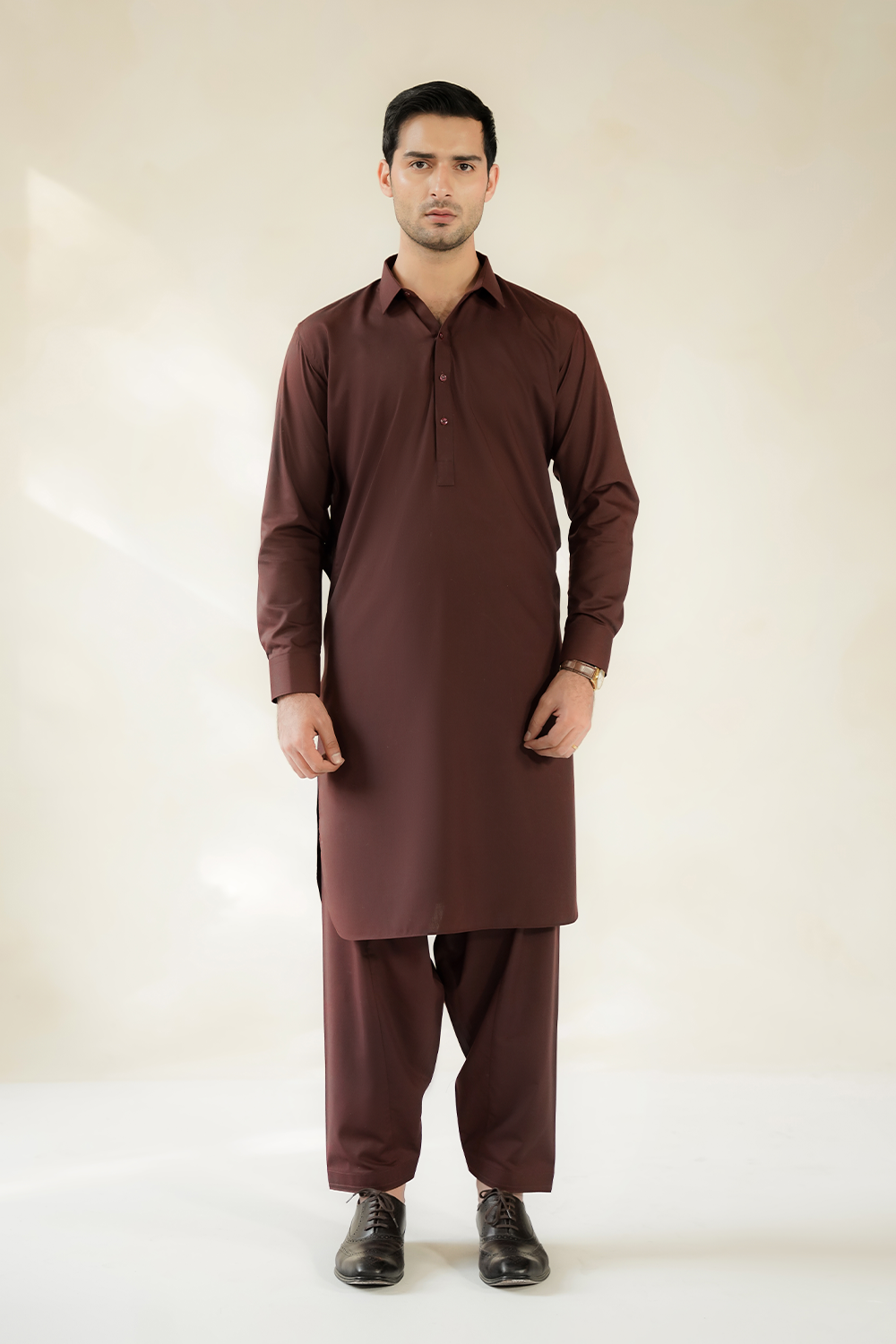 Divinely Crafted Men Cotton Shalwar Kameez Deep Maroon SK1225-DM - Summer Collection