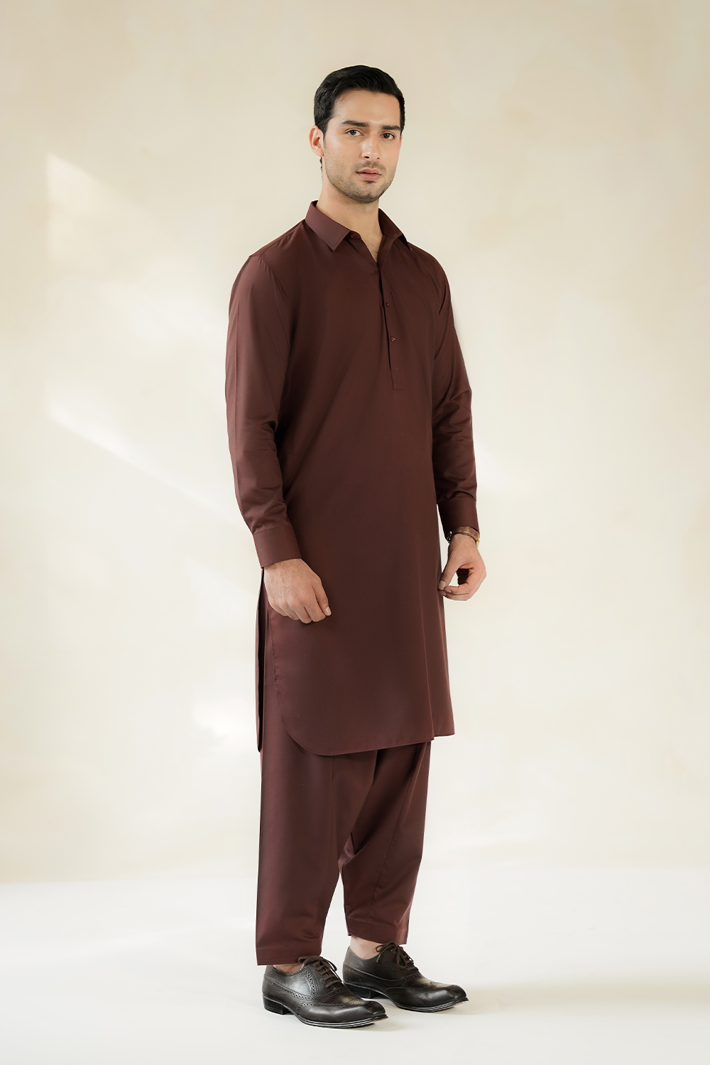 Divinely Crafted Men Cotton Shalwar Kameez Deep Maroon SK1225-DM - Summer Collection