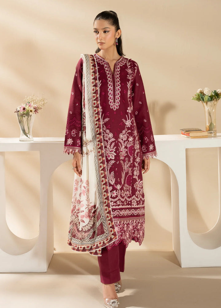 Uniluxe Unstitched Embroidered Lawn 3 Piece Suit LU00001 Scarlet Smile - Casual Collection