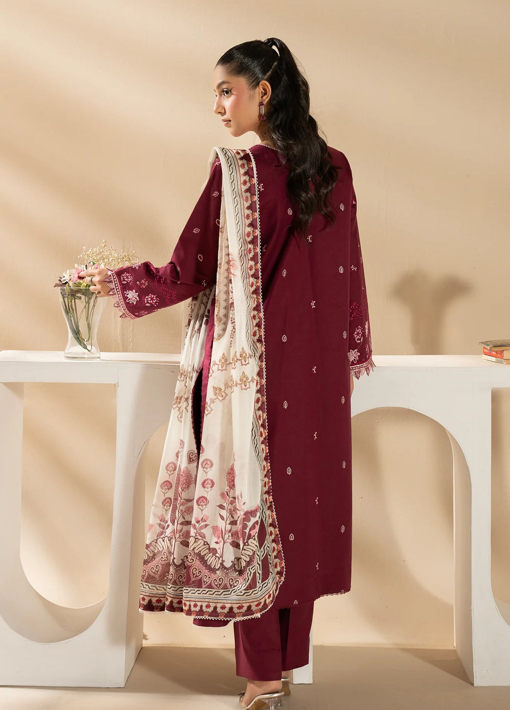 Uniluxe Unstitched Embroidered Lawn 3 Piece Suit LU00001 Scarlet Smile - Casual Collection