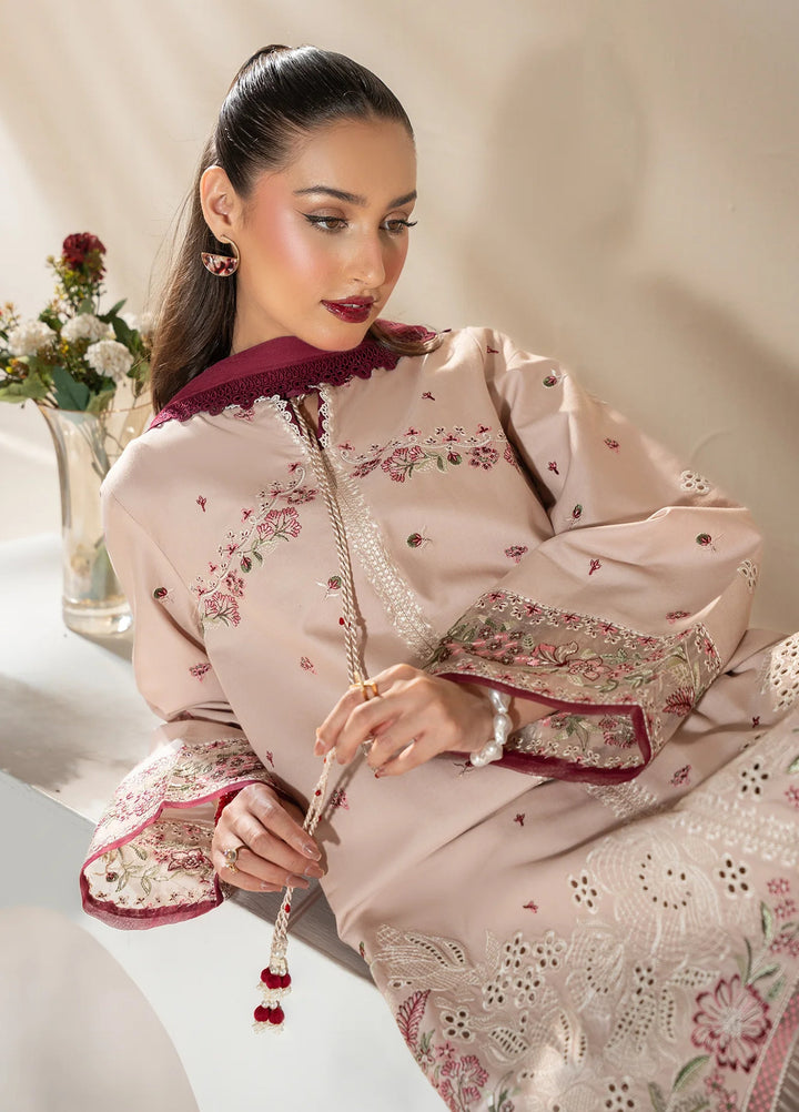 Uniluxe Unstitched Embroidered Lawn 3 Piece Suit LU00005 Peach Dust - Casual Collection