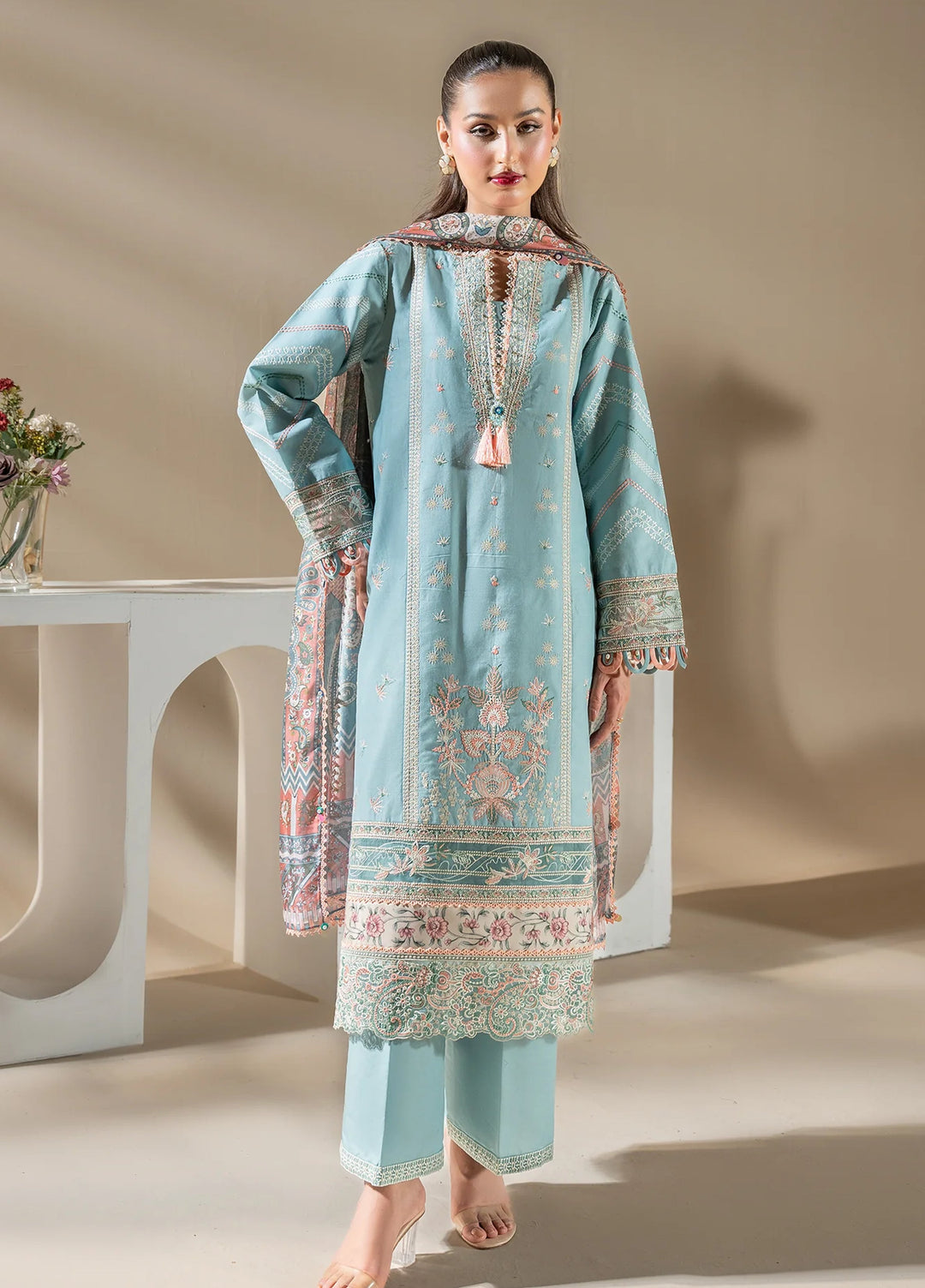 Uniluxe Unstitched Embroidered Lawn 3 Piece Suit LU00003 Ice Melt - Casual Collection