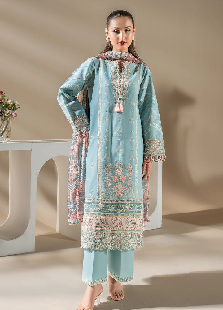 Uniluxe Unstitched Embroidered Lawn 3 Piece Suit LU00003 Ice Melt - Casual Collection