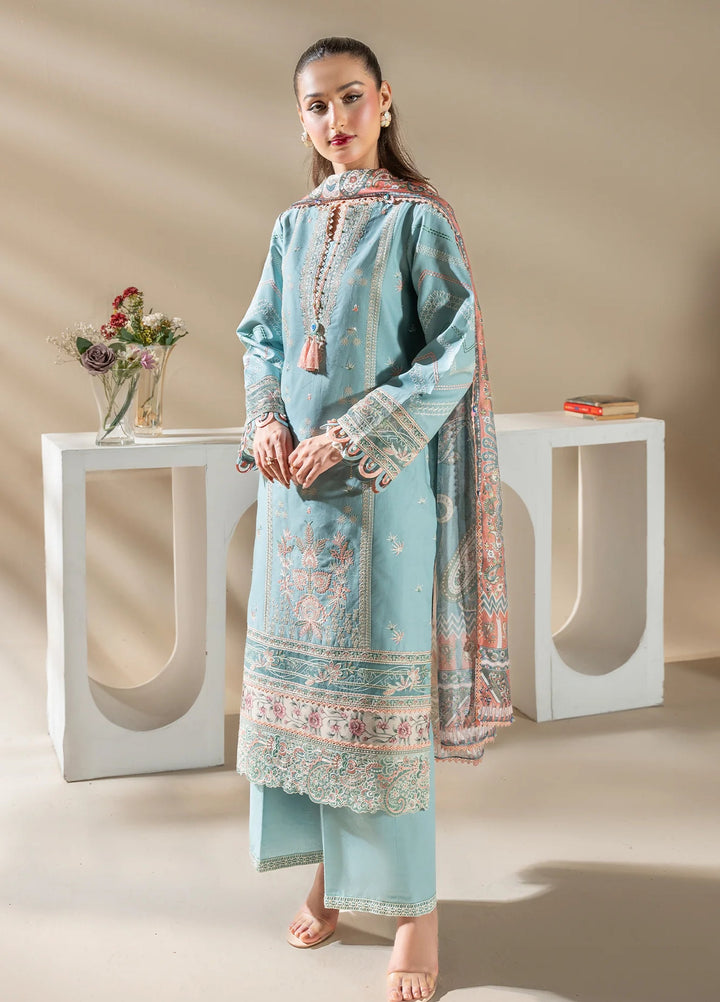 Uniluxe Unstitched Embroidered Lawn 3 Piece Suit LU00003 Ice Melt - Casual Collection