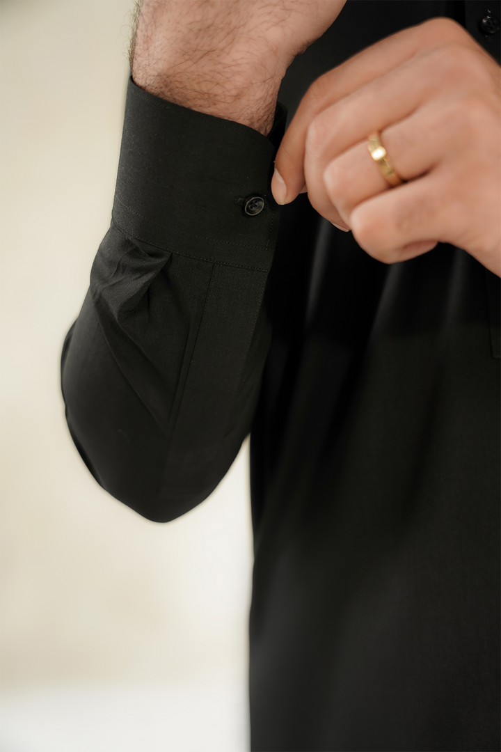 Divinely Crafted Men Cotton Shalwar Kameez  Midnight Black SK1225-MB - Summer Collection