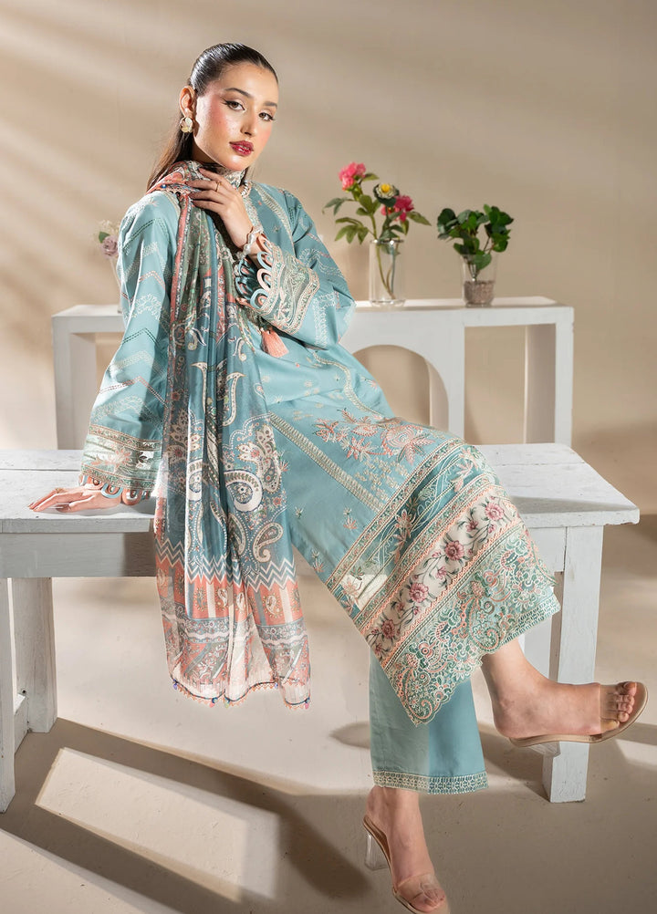 Uniluxe Unstitched Embroidered Lawn 3 Piece Suit LU00003 Ice Melt - Casual Collection