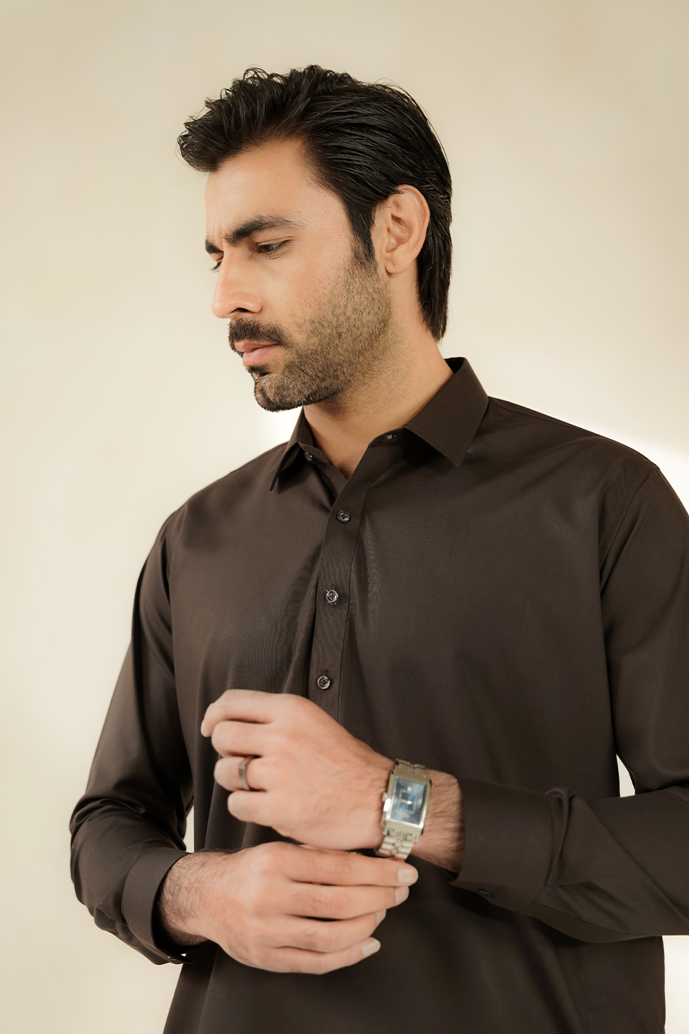 Divinely Crafted Men Cotton Shalwar Kameez Coffee Brown SK1225-CB - Summer Collection