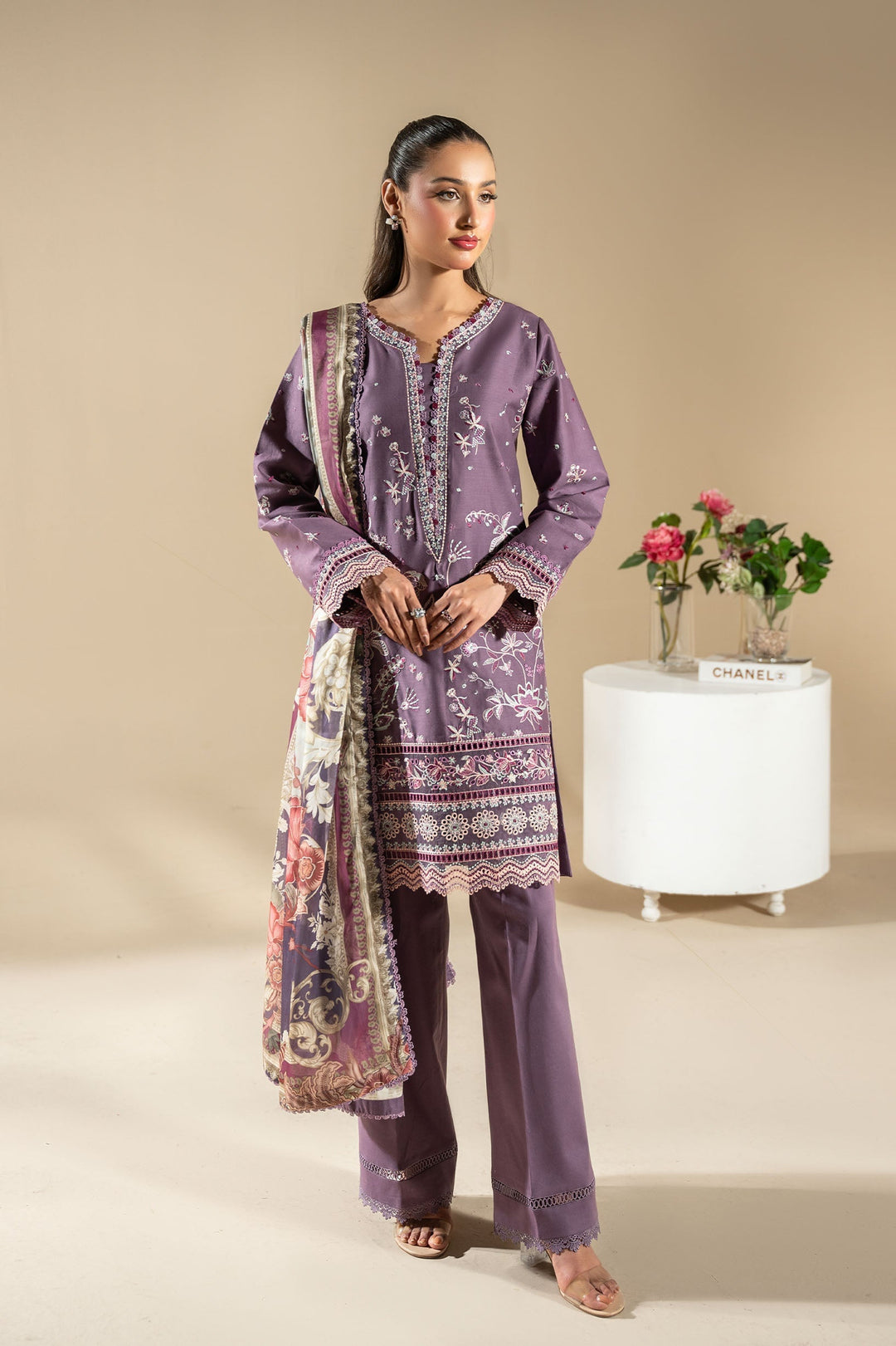 La Elise Women RTW Embroidered Lawn 3 Piece Suit P000278 Nahl - Casual Collection