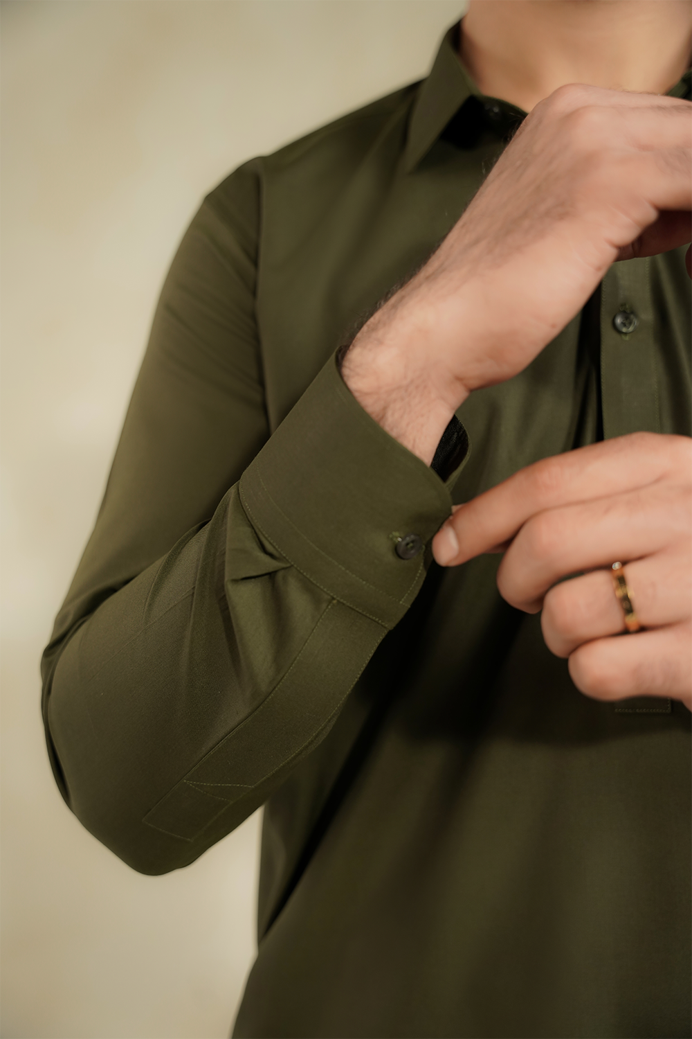 Divinely Crafted Men Cotton Shalwar Kameez Regal Olive SK1225-RO - Summer Collection