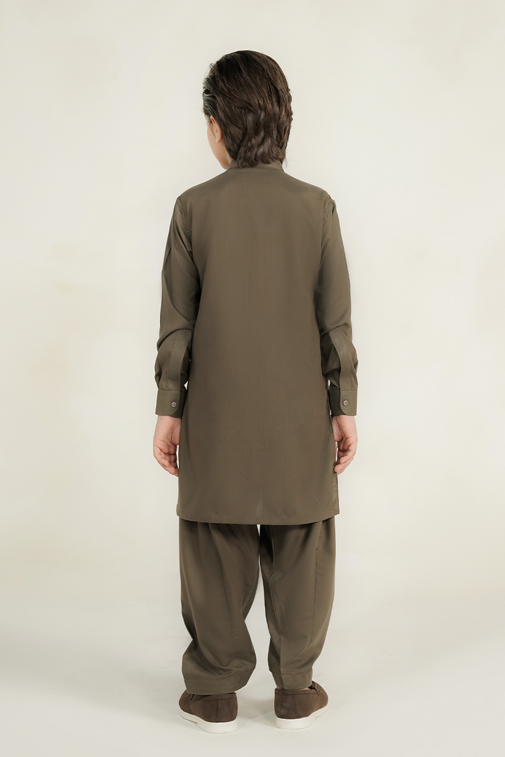 Divinely Crafted Cotton Shalwar Kameez For Kids Moss Green SK340-0725-MG - Summer Collection