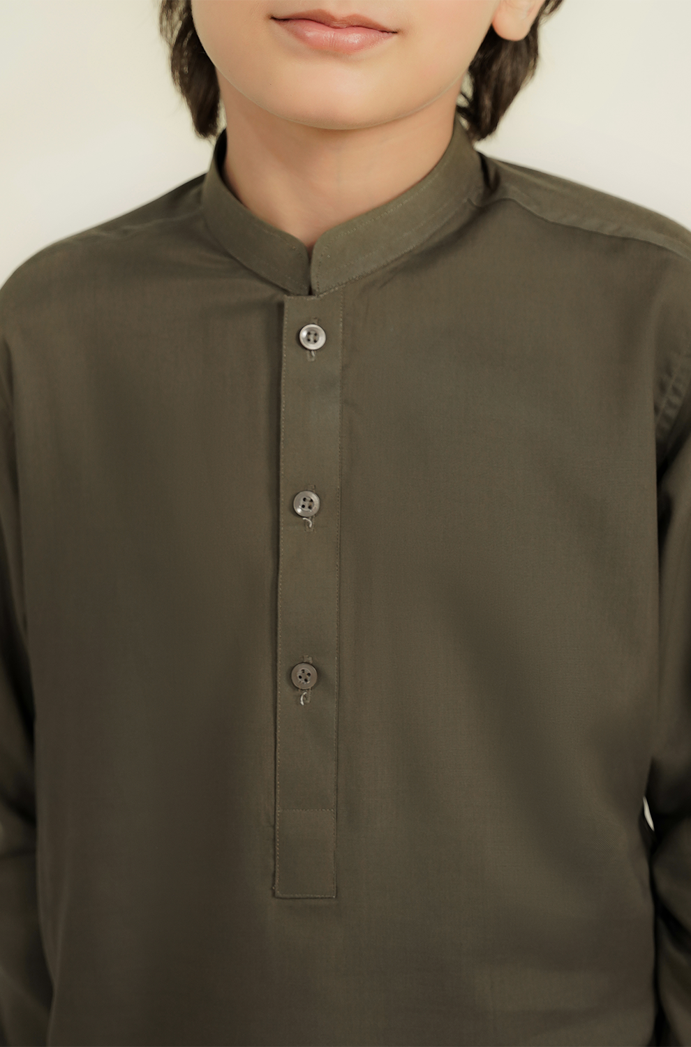 Divinely Crafted Cotton Shalwar Kameez For Kids Moss Green SK340-0725-MG - Summer Collection
