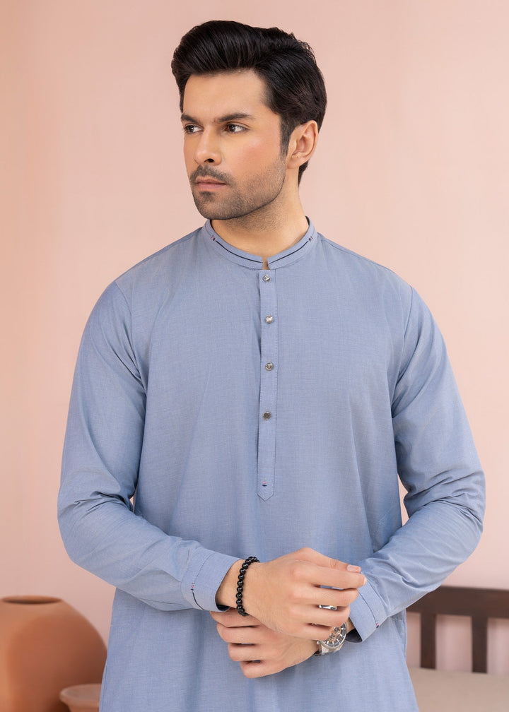 Riwayat by Buraq Mens RTW Solids Cotton 2 Piece Suit Denim Blue Casual Collection
