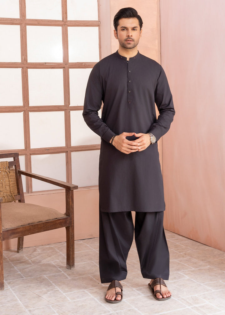 West Drop by Buraq Mens Shirt RTW Solids Cotton 1 Piece Suit Black Casual Collection