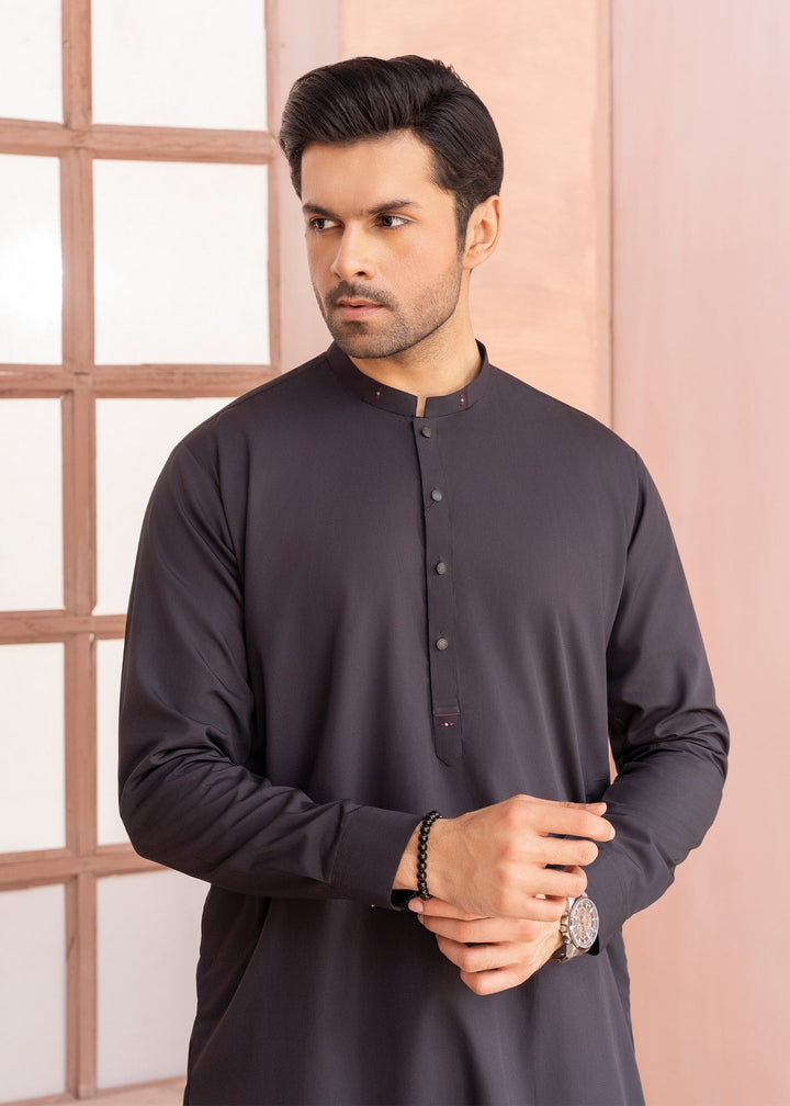 West Drop by Buraq Mens Shirt RTW Solids Cotton 1 Piece Suit Black Casual Collection