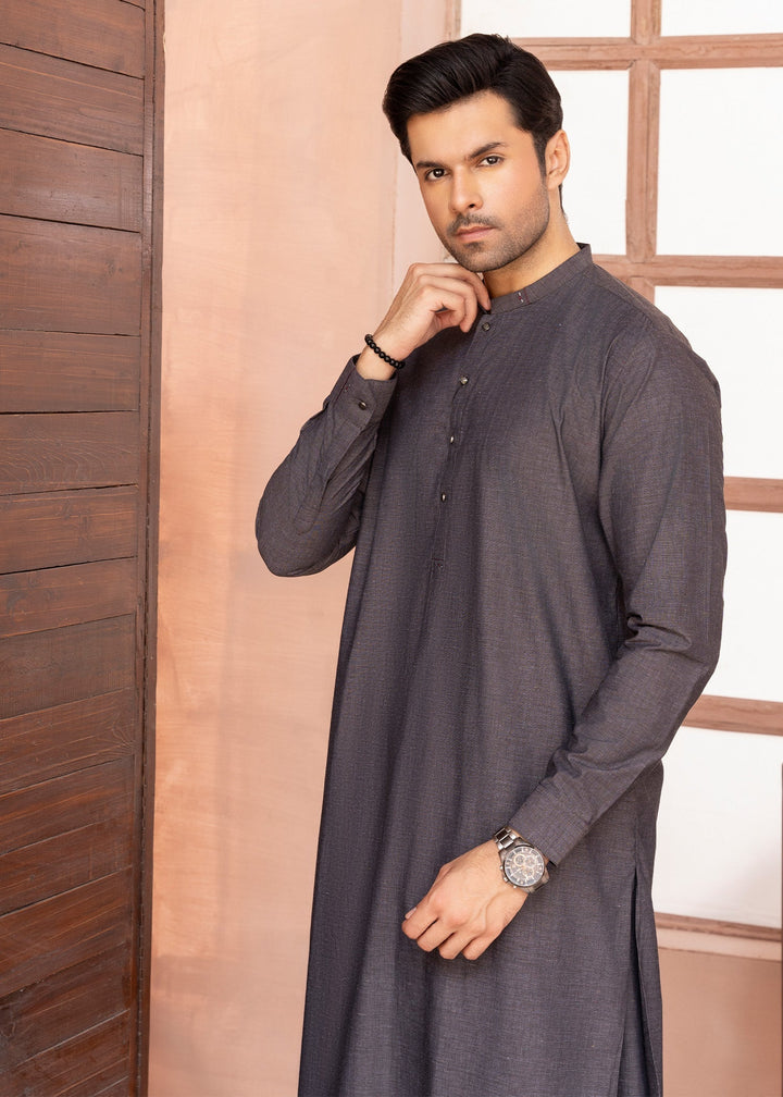Riwayat by Buraq Mens RTW Solids Cotton 2 Piece Suit Dark Grey Casual Collection