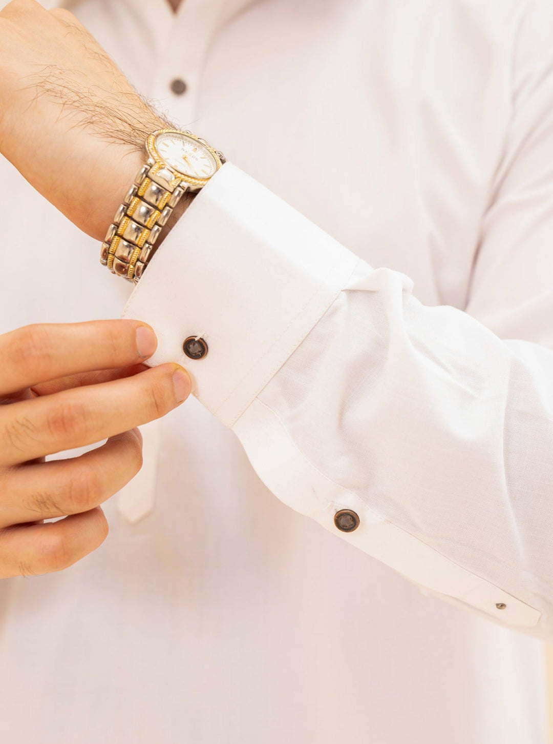 Muraqsh Ready To Wear Solids Cotton Men Off White French Collar Kameez Shalwar MUR-OWFCK - Summer Collection