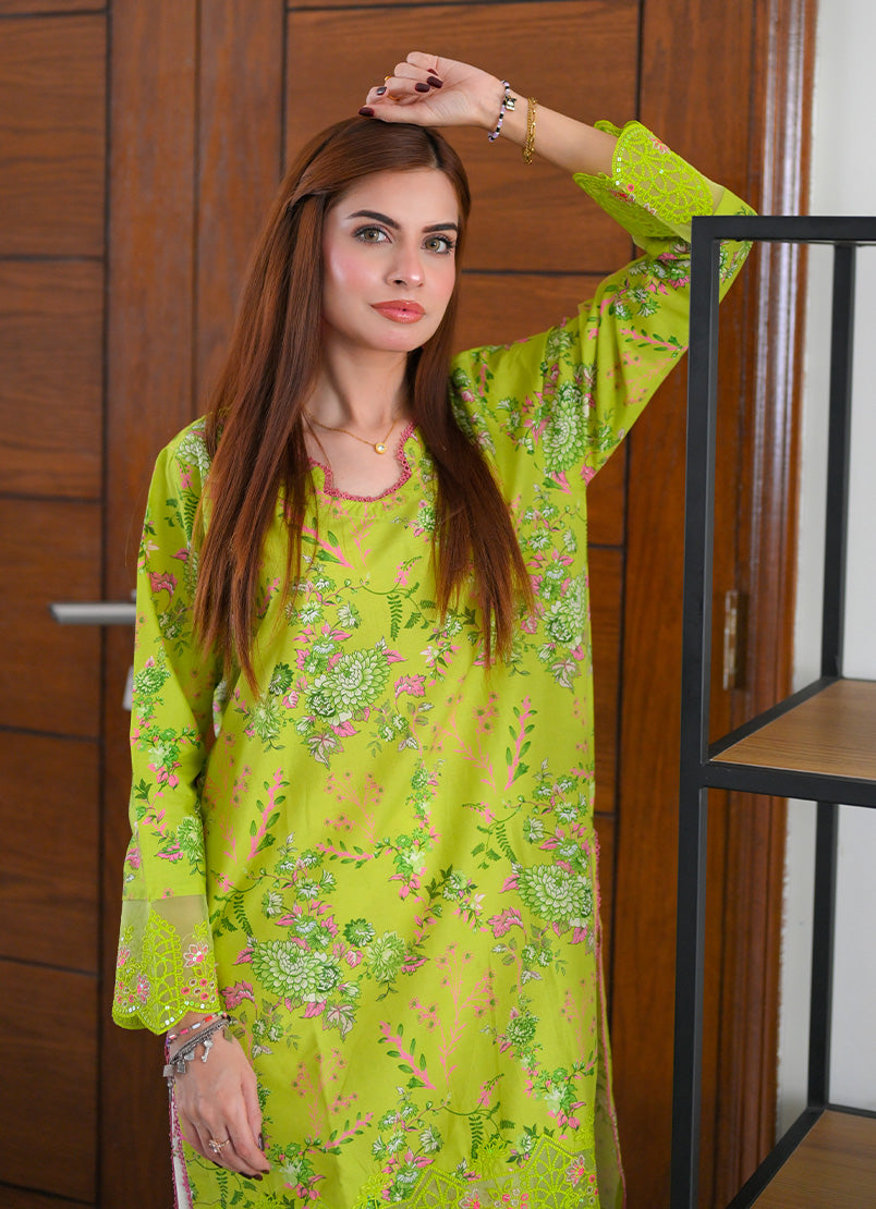 Farasha by Ishq e Rang RTW Embroidered Lawn 2 Piece Suit Olive Whisper Casual Collection