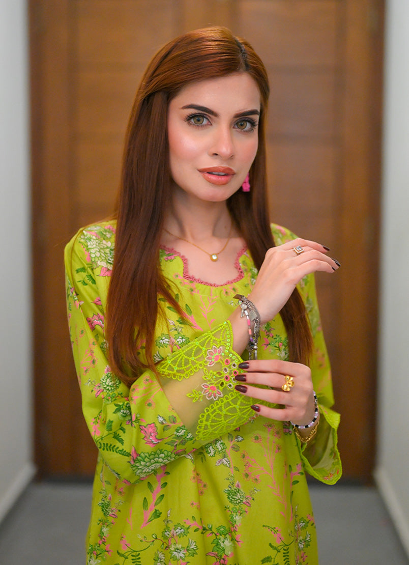 Farasha by Ishq e Rang RTW Embroidered Lawn 2 Piece Suit Olive Whisper Casual Collection