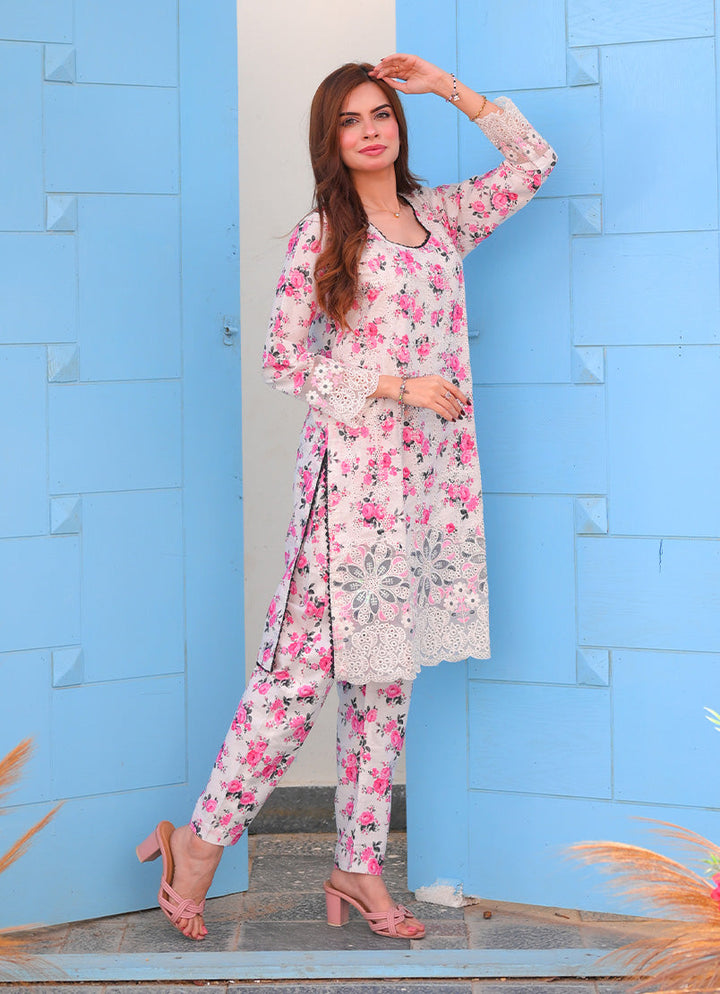 Farasha by Ishq e Rang RTW Embroidered Lawn 2 Piece Suit Ivory Bloom Casual Collection