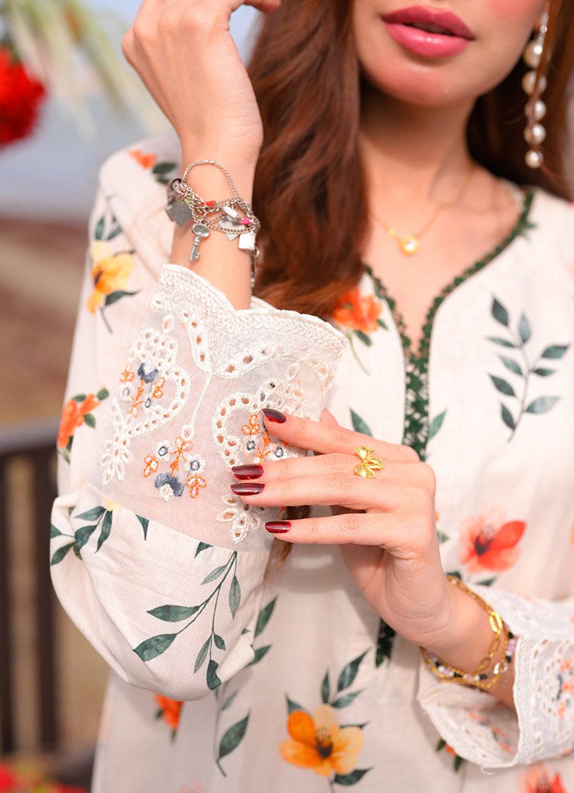 Farasha by Ishq e Rang RTW Embroidered Lawn 2 Piece Suit Vanilla Glow Casual Collection