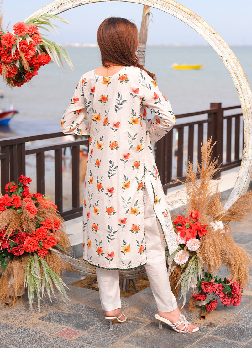 Farasha by Ishq e Rang RTW Embroidered Lawn 2 Piece Suit Vanilla Glow Casual Collection