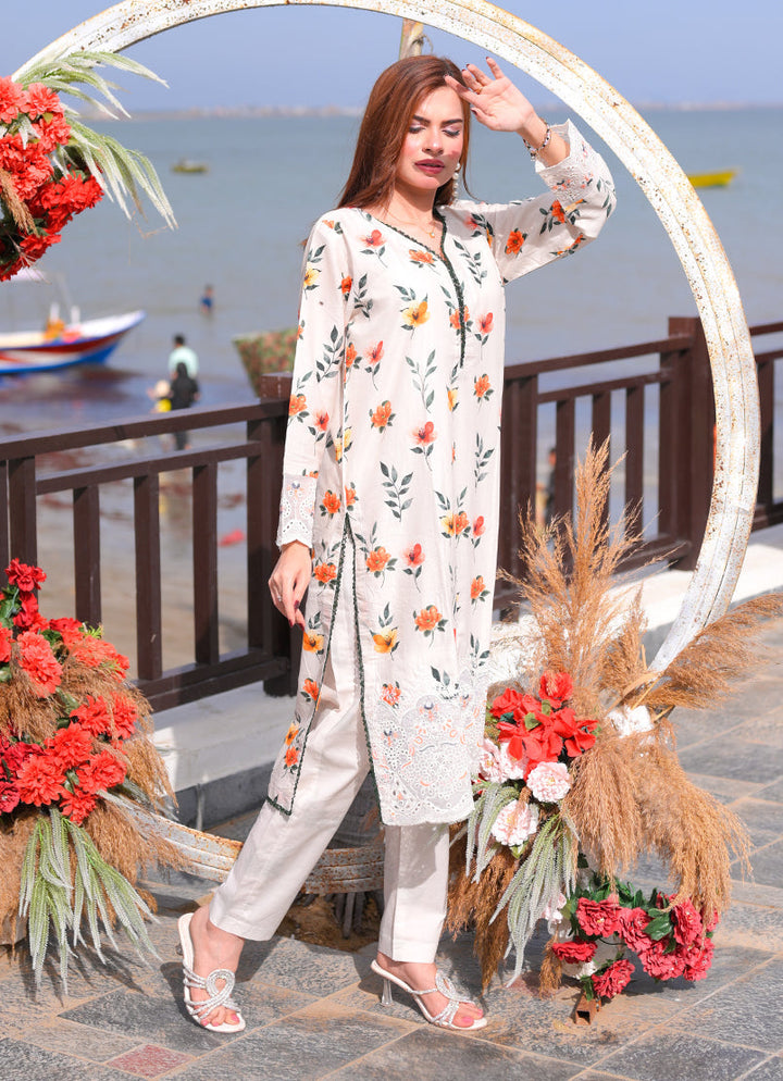 Farasha by Ishq e Rang RTW Embroidered Lawn 2 Piece Suit Vanilla Glow Casual Collection