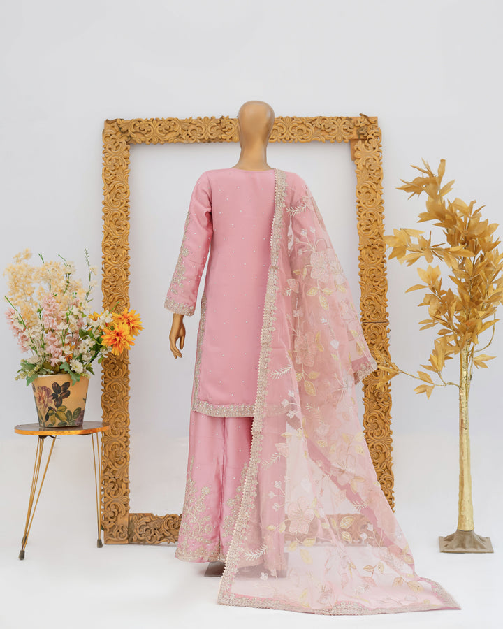 Andaaz by Saira Sultana Women RTW Embroidered Silk 3 Piece Suit Haya Tea Pink - Festive Collection