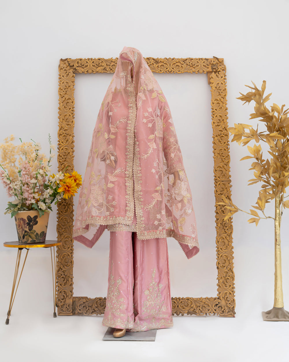 Andaaz by Saira Sultana Women RTW Embroidered Silk 3 Piece Suit Haya Tea Pink - Festive Collection